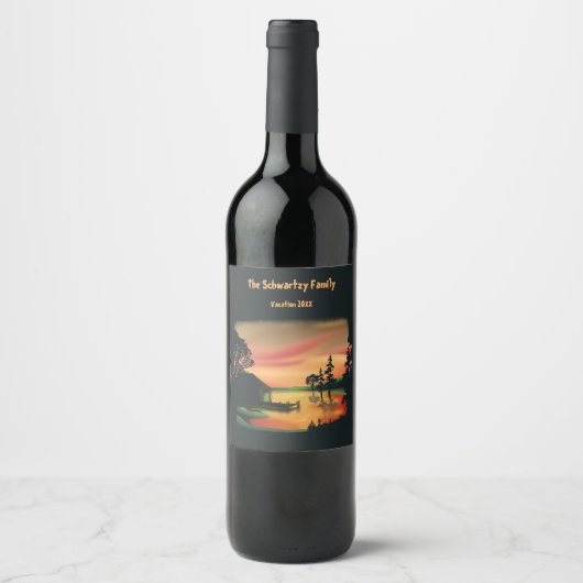 ヴィンテージ池サンセットポントーンエスケープグリーンレッド ワインラベル (正面)