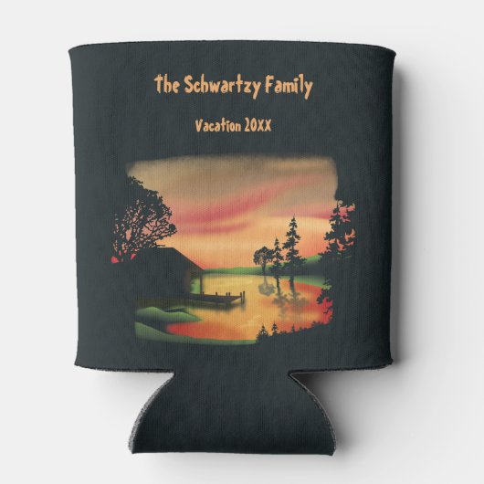 ヴィンテージ池サンセットポントーンエスケープグリーンレッド 缶クーラー (裏面)