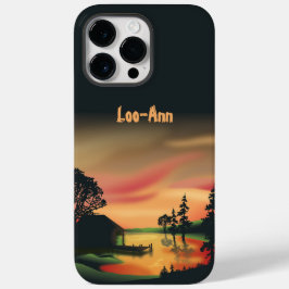 ヴィンテージ池サンセットポントーンエスケープグリーンレッド Case-Mate iPhone 14 PRO MAXケース