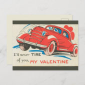 ヴィンテージ決して車のバレンタイン ポストカード (正面/裏面)