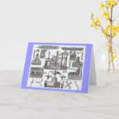 ヴィンテージ汽船建築1850年 カード (黄色い花)