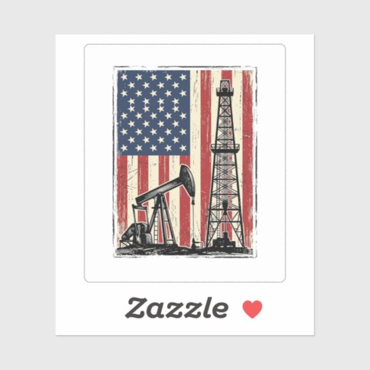 ヴィンテージ油田アメリカ国旗ベクターTシャツデザイン シール (シート)