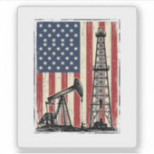 ヴィンテージ油田アメリカ国旗ベクターTシャツデザイン シール (正面)