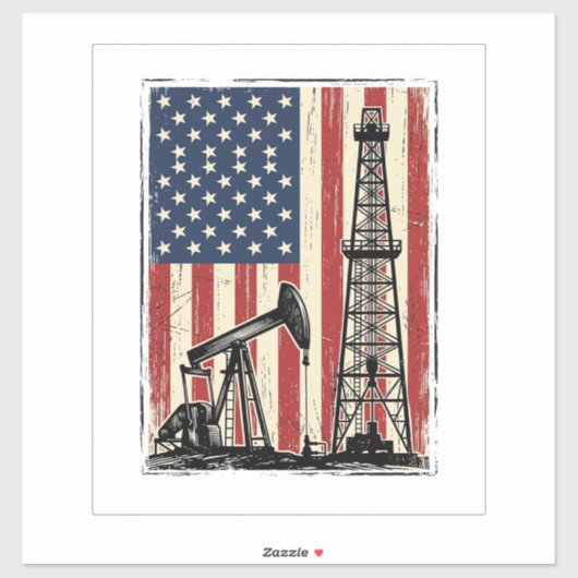 ヴィンテージ油田アメリカ国旗ベクターTシャツデザイン シール (シート)