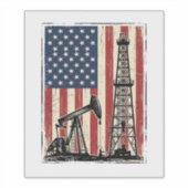 ヴィンテージ油田アメリカ国旗ベクターTシャツデザイン シール (正面)