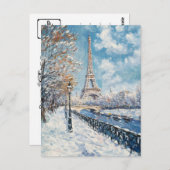 ヴィンテージ油絵旅行はがきパリ ポストカード (正面/裏面)