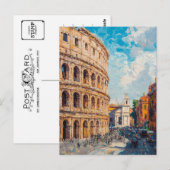 ヴィンテージ油絵旅行葉書ローマ ポストカード (正面/裏面)