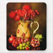 ヴィンテージ油絵花瓶にフルーツを飾る マウスパッド (正面)
