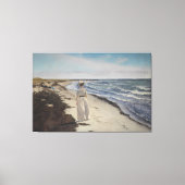 ヴィンテージ沿岸シースケープウーマンバイザ海 キャンバスプリント (正面)