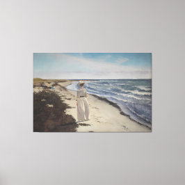 ヴィンテージ沿岸シースケープウーマンバイザ海 キャンバスプリント