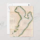 ヴィンテージ沿岸タンパ湾の地図(1855) ポストカード (正面/裏面)