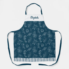 ヴィンテージ沿岸ビーチネイビーブルー エプロン