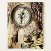 ヴィンテージ沿岸ビーチ航海のアンティークコンパス プランナー手帳 (裏面)