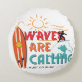 ヴィンテージ波が波を呼んでいる ラウンドクッション (正面)