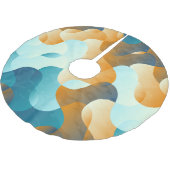 ヴィンテージ波パターン、青と茶色。 ブラッシュドポリエステルツリースカート (アングル)