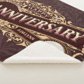 ヴィンテージ波状タイポグラフィアニバーサリーギフトブラウン シェルパブランケット (3/4)