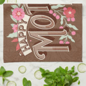 ヴィンテージ波状タイポグラフィ母の日ギフトブラウン キッチンタオル (折り畳み)