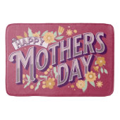 ヴィンテージ波状タイポグラフィ母の日ギフトレッド バスマット (正面)