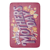 ヴィンテージ波状タイポグラフィ母の日ギフトレッド バスマット (正面縦)