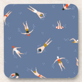 ヴィンテージ泳ぐ人パターン コースター (正面)