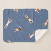 ヴィンテージ泳ぐ人パターン シェルパブランケット (正面(横))