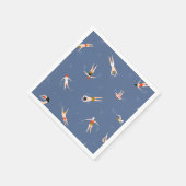 ヴィンテージ泳ぐ人パターン スタンダードカクテルナプキン (角)