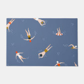 ヴィンテージ泳ぐ人パターン ドアマット (正面)