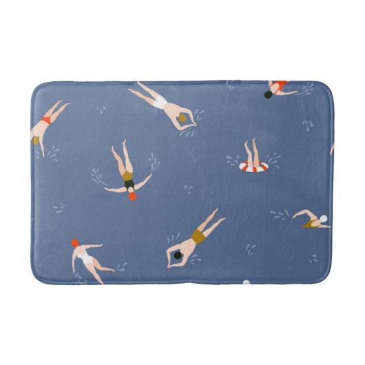 ヴィンテージ泳ぐ人パターン バスマット (正面)