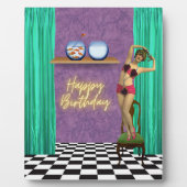 ヴィンテージ泳ぐ人ファンキー改変アート誕生日 フォトプラーク (正面)