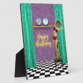 ヴィンテージ泳ぐ人ファンキー改変アート誕生日 フォトプラーク (側面)