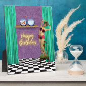 ヴィンテージ泳ぐ人ファンキー改変アート誕生日 フォトプラーク (側面)