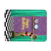 ヴィンテージ泳ぐ人ファンキー改変アート誕生日 マグネット (横)