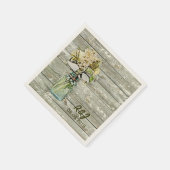 ヴィンテージ洋花メイスンジャー結婚バーン スタンダードカクテルナプキン (角)