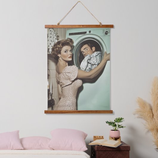 ヴィンテージ洗濯サプライズ 吊り下げ型タペストリー (寝室)