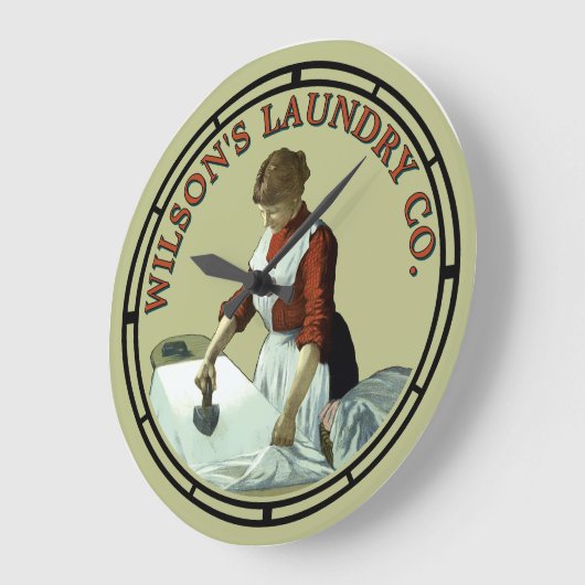 ヴィンテージ洗濯標識 ラージ壁時計 (傾斜)