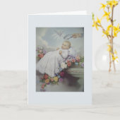 ヴィンテージ洗礼/《キリスト教》洗礼式や命名式挨拶状 カード (黄色い花)