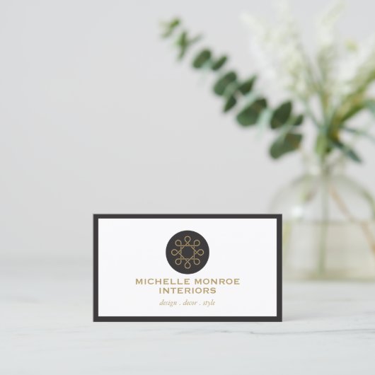 ヴィンテージ洗練された織円の内部設計 名刺 (スタンド正面)