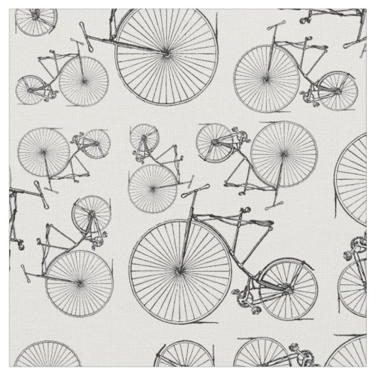 ヴィンテージ流速自転車レトロ自転車アートパターン ファブリック (クローズアップ)