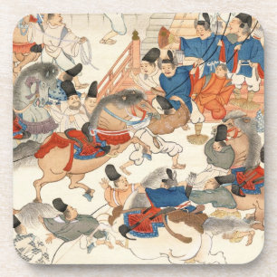 ヴィンテージ浮クール上絵馬乗り コースター