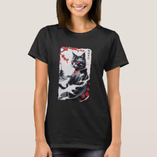 ヴィンテージ浮世絵の日本猫 着物 墨絵 猫 Tシャツ