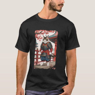 ヴィンテージ浮世絵サムライ猫の着物墨絵忍者 Tシャツ
