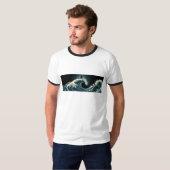 ヴィンテージ浮世絵 サーフィン 禅 瞑想 Tシャツ (正面フル)
