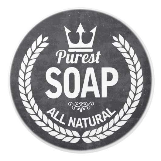 ヴィンテージ浴室用セラミックのリース石けんロゴ セラミックノブ (正面)