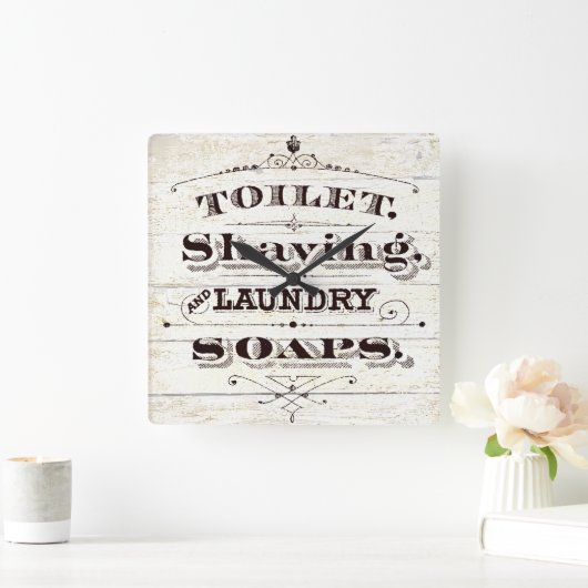 ヴィンテージ浴 スクエア壁時計 (ホーム)