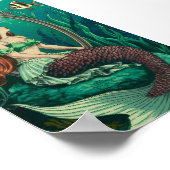 ヴィンテージ海の下の人魚鏡 ポスター (角)