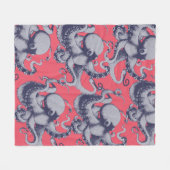 ヴィンテージ海の生物タコ フリースブランケット (正面(横))