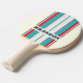 ヴィンテージ海ストライプボード名 卓球ラケット (正面アングル)
