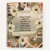 ヴィンテージ海ビューの押されたフローラ ノートブック (正面)