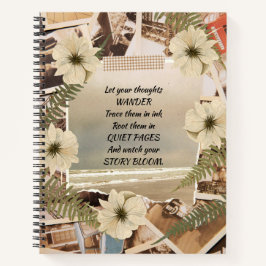 ヴィンテージ海ビューの押されたフローラ ノートブック