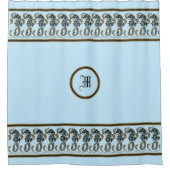 ヴィンテージ海ビーチ航海のシーホースフリーズ シャワーカーテン (正面)